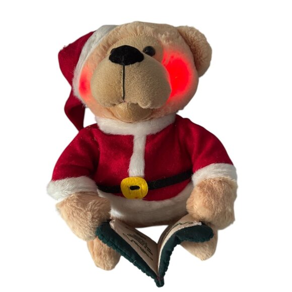 Animated Singing Santa Bear Plush Toy With Light-Up Cheeks VIDEO - Picture 1 of 5